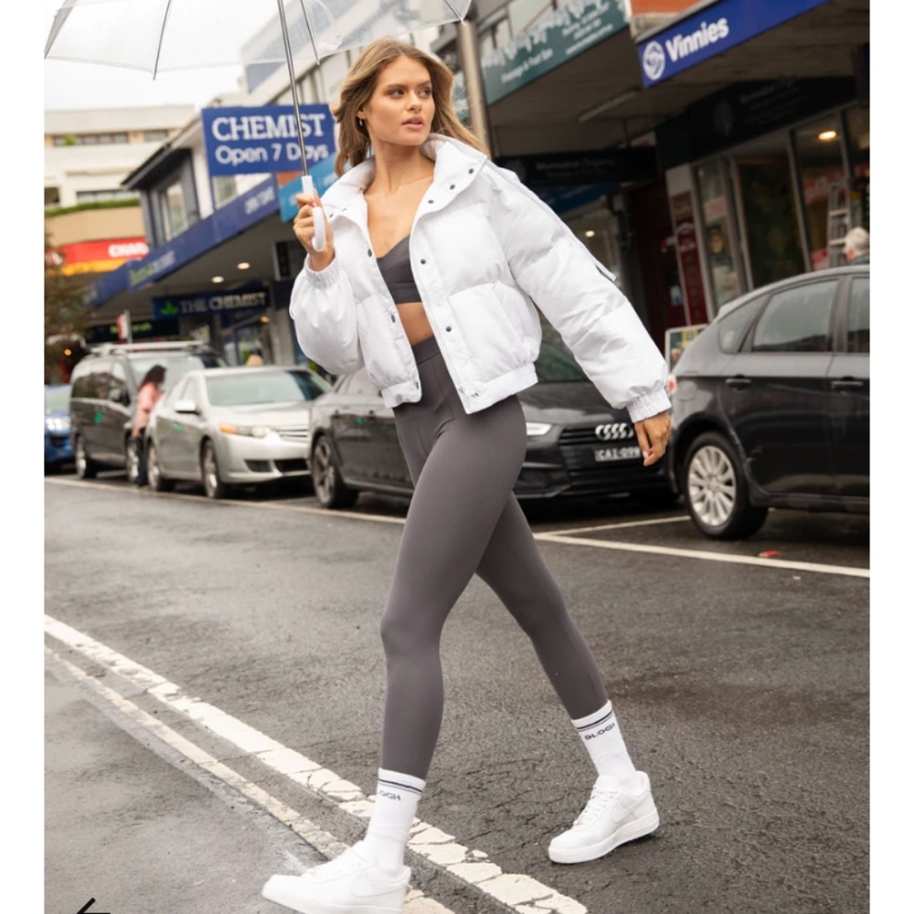 Bloch White Cropped Puffer